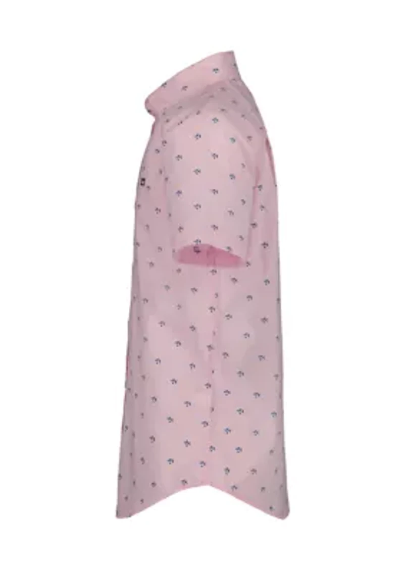 Boys 8-20 Fish Print Short Sleeve Woven Shirt