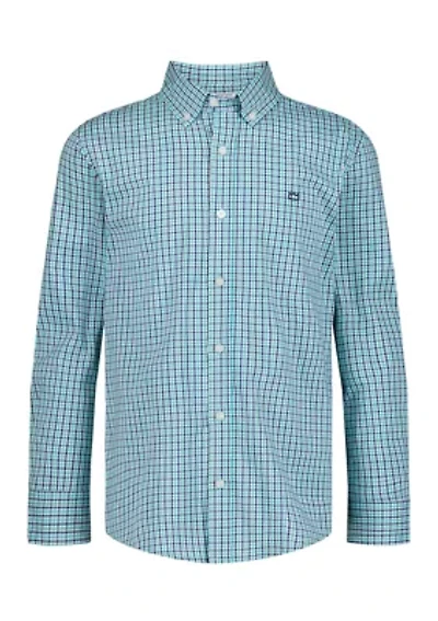 Boys 8-20 Gingham Printed Poplin Shirt
