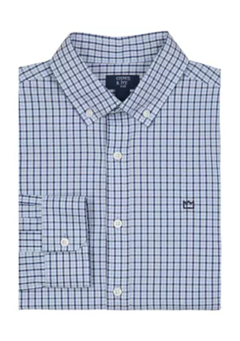 Boys 8-20 Woven Gingham Poplin Shirt