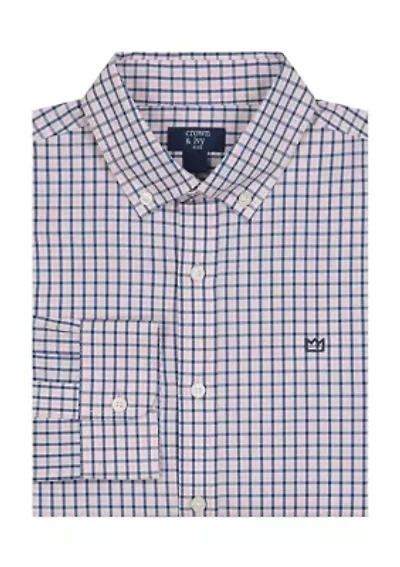 Boys 8-20 Woven Gingham Printed Shirt