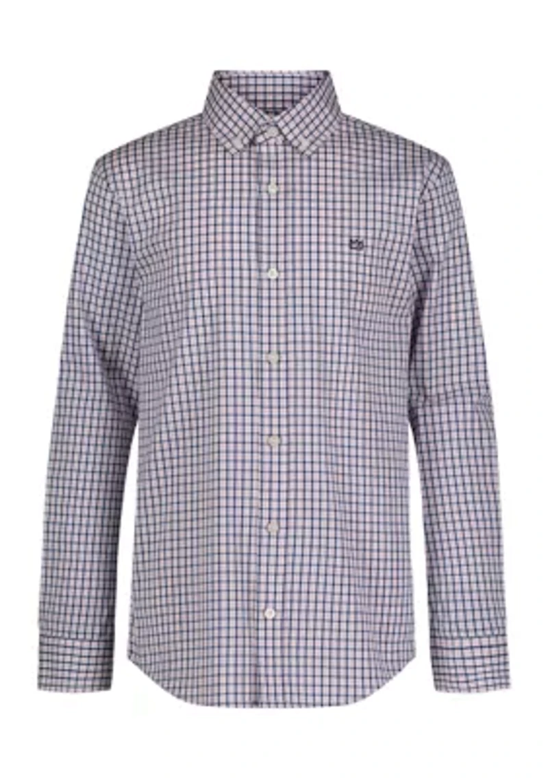Boys 8-20 Woven Gingham Printed Shirt