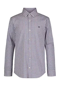 Boys 8-20 Woven Gingham Printed Shirt