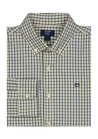 Boys 8-20 Long Sleeve Woven 2 Color Gingham Poplin Shirt