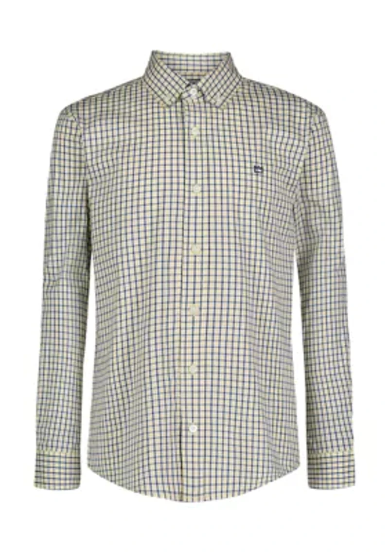 Boys 8-20 Long Sleeve Woven 2 Color Gingham Poplin Shirt