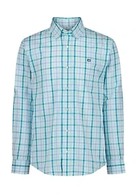 Boys 4-7 Long Sleeve Woven Shore Plaid Poplin Shirt