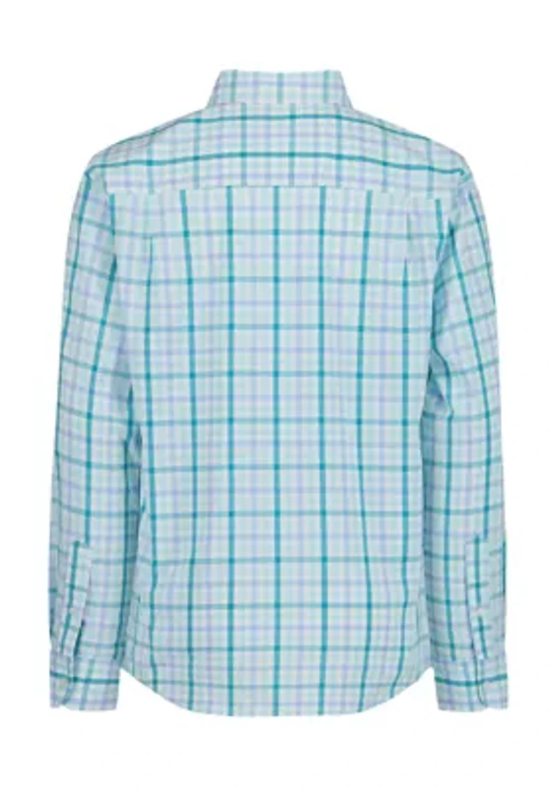 Boys 4-7 Long Sleeve Woven Shore Plaid Poplin Shirt