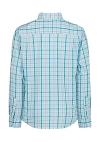 Boys 4-7 Long Sleeve Woven Shore Plaid Poplin Shirt