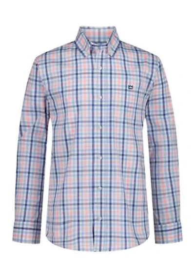 Boys 4-7 Long Sleeve Woven Shore Plaid Poplin Shirt