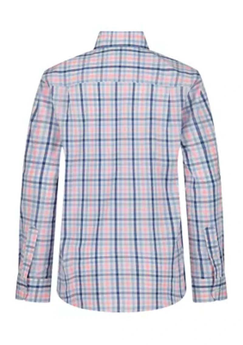 Boys 4-7 Long Sleeve Woven Shore Plaid Poplin Shirt