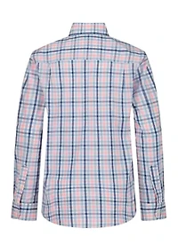 Boys 4-7 Long Sleeve Woven Shore Plaid Poplin Shirt