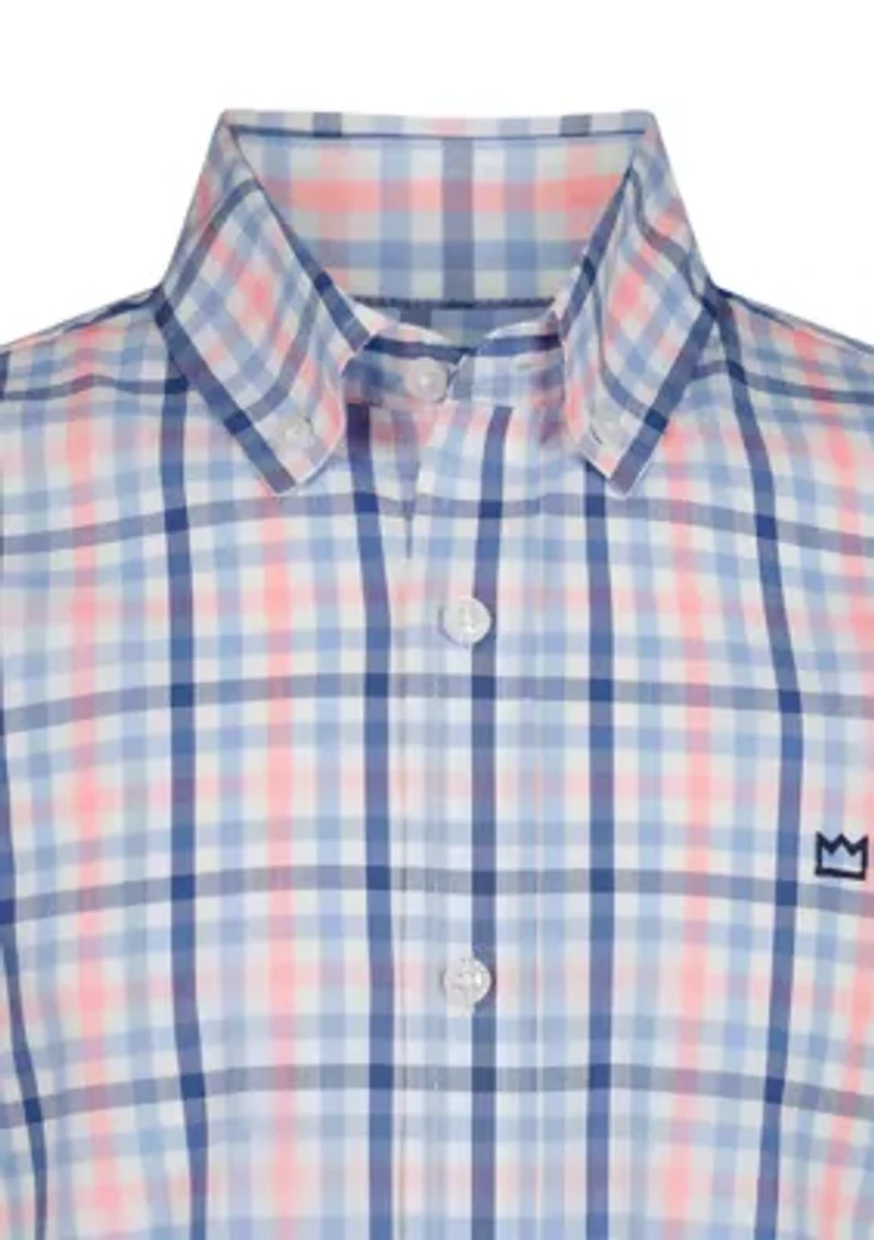 Boys 4-7 Long Sleeve Woven Shore Plaid Poplin Shirt