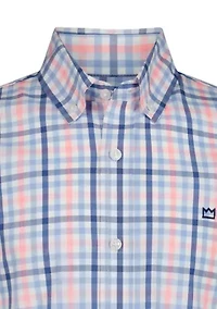 Boys 4-7 Long Sleeve Woven Shore Plaid Poplin Shirt
