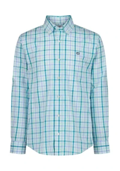 Boys 8-20 Long Sleeve Woven Shore Plaid Poplin Shirt