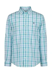 Boys 8-20 Long Sleeve Woven Shore Plaid Poplin Shirt