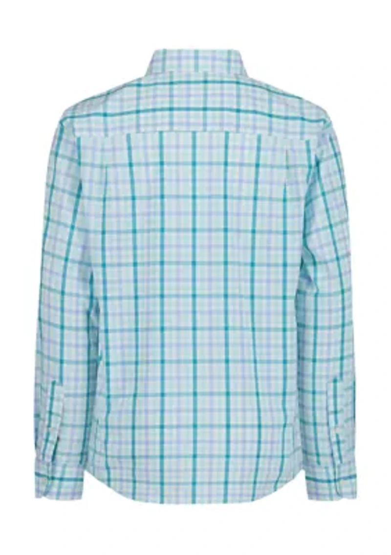 Boys 8-20 Long Sleeve Woven Shore Plaid Poplin Shirt