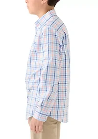 Boys 8-20 Long Sleeve Woven Shore Plaid Poplin Shirt