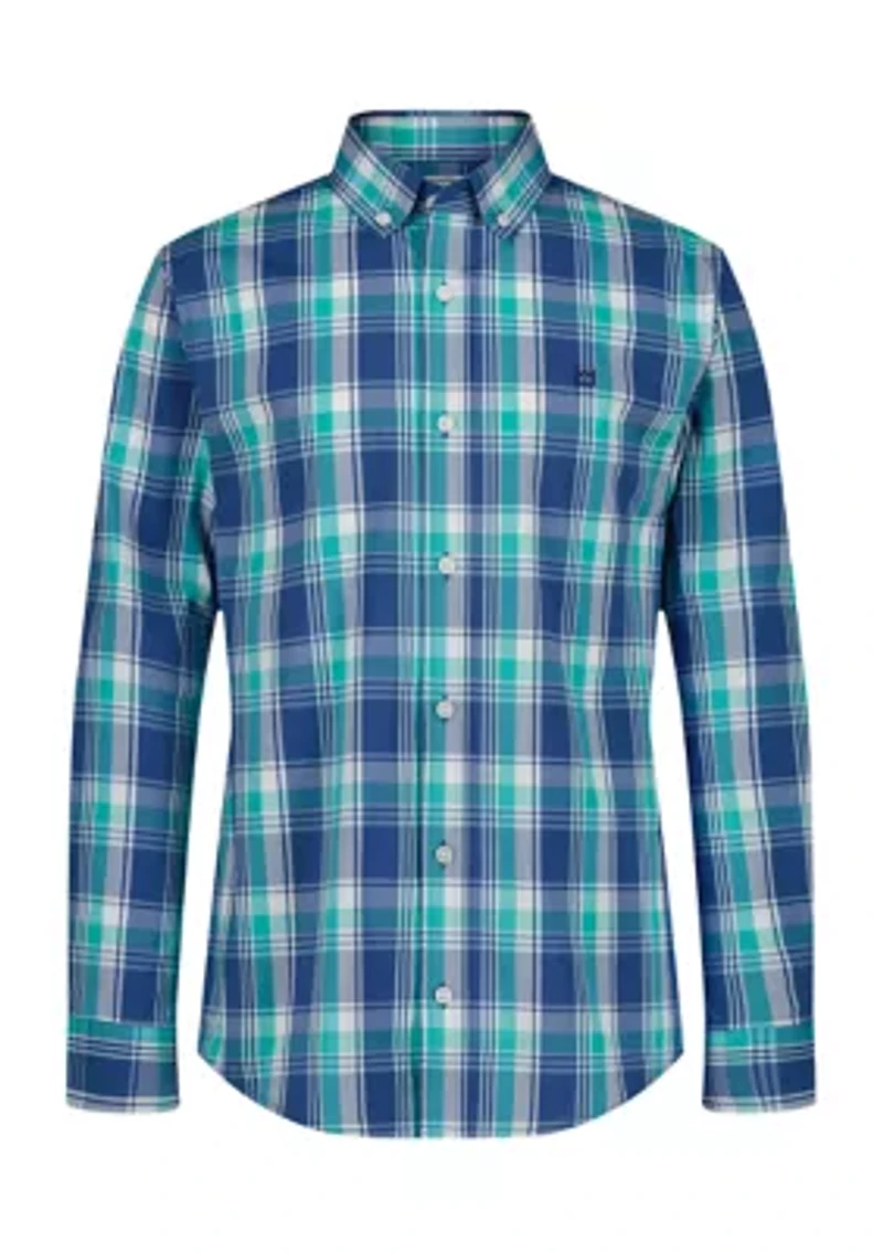 Boys 8-20 Long Sleeve Woven Coastline Plaid Poplin Shirt