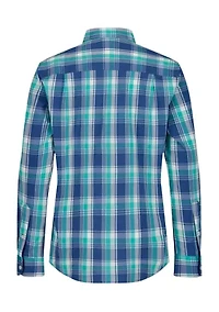 Boys 8-20 Long Sleeve Woven Coastline Plaid Poplin Shirt