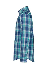 Boys 8-20 Long Sleeve Woven Coastline Plaid Poplin Shirt