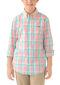 Boys 8-20 Long sleeve Coastline Plaid Poplin Shirt