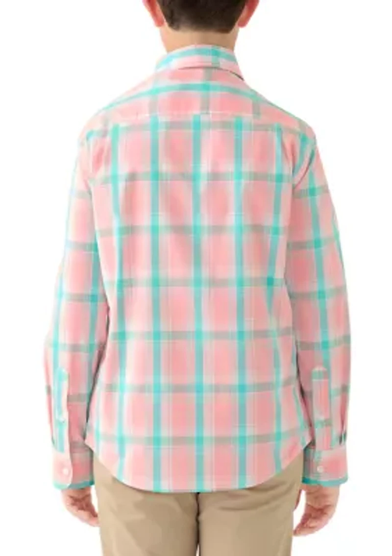 Boys 8-20 Long sleeve Coastline Plaid Poplin Shirt