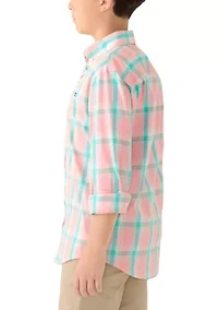Boys 8-20 Long sleeve Coastline Plaid Poplin Shirt