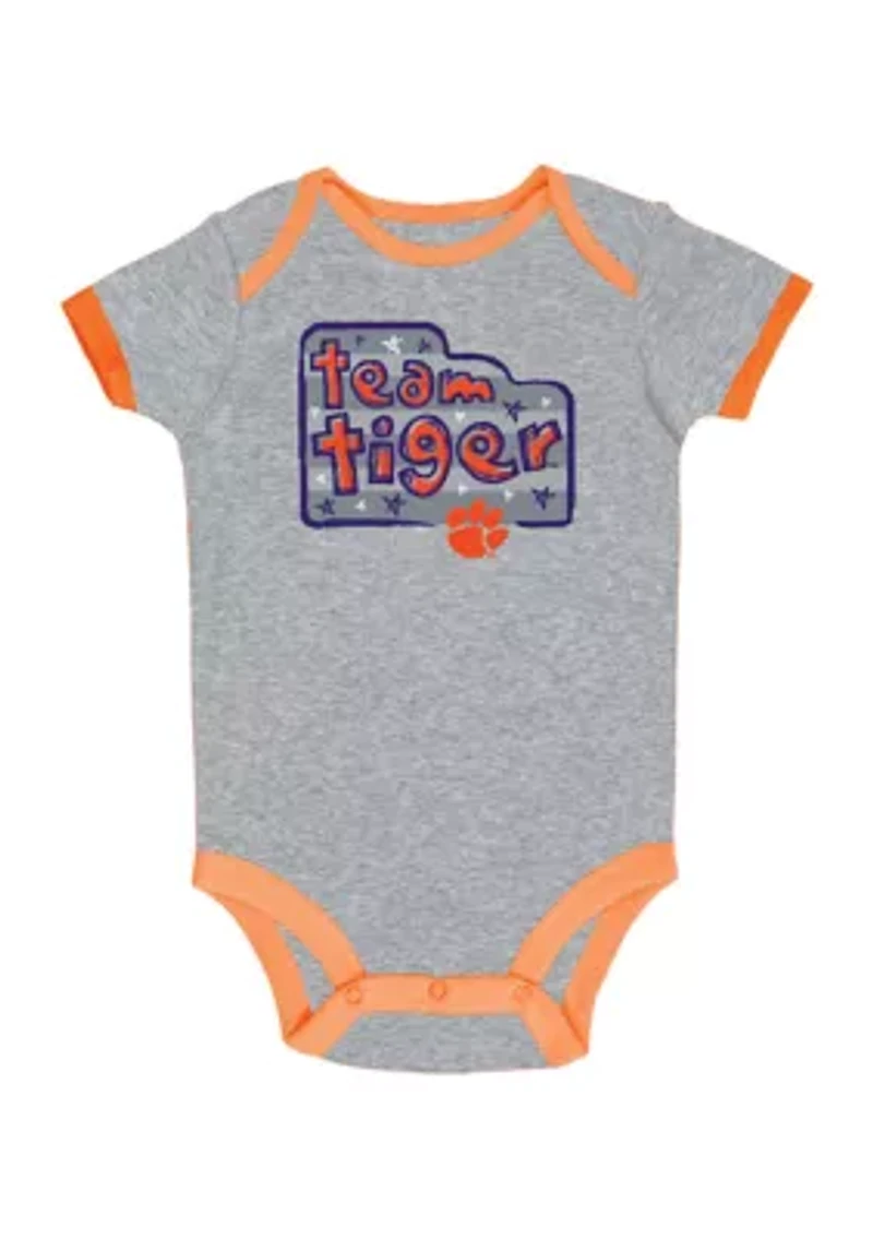 NCAA Baby Boys Clemson Tigers Orange Bodysuit Set - 3 Pack
