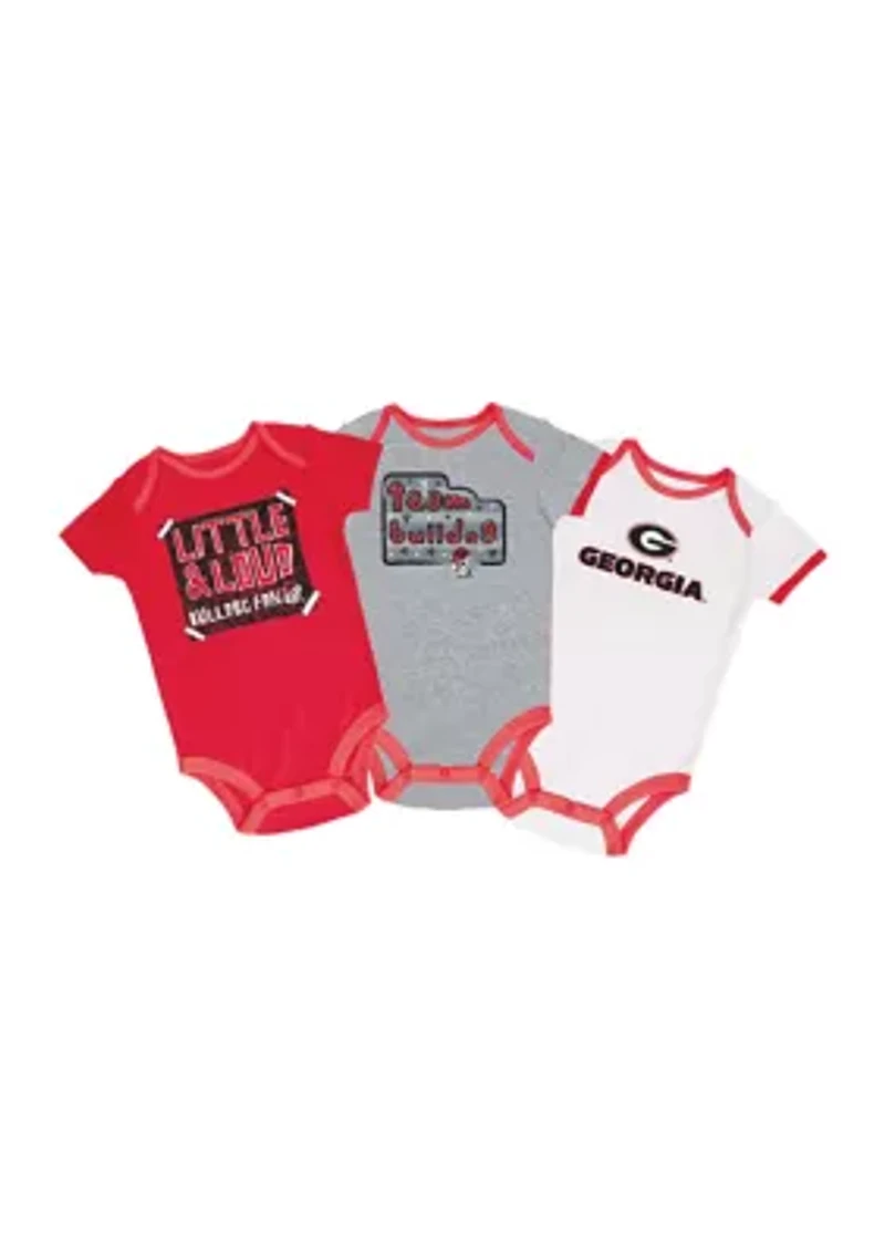 NCAA Baby Boys Georgia Bulldogs Bodysuits - 3 Pack