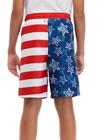 Boys 8-20 Printed Block Swim Trunks