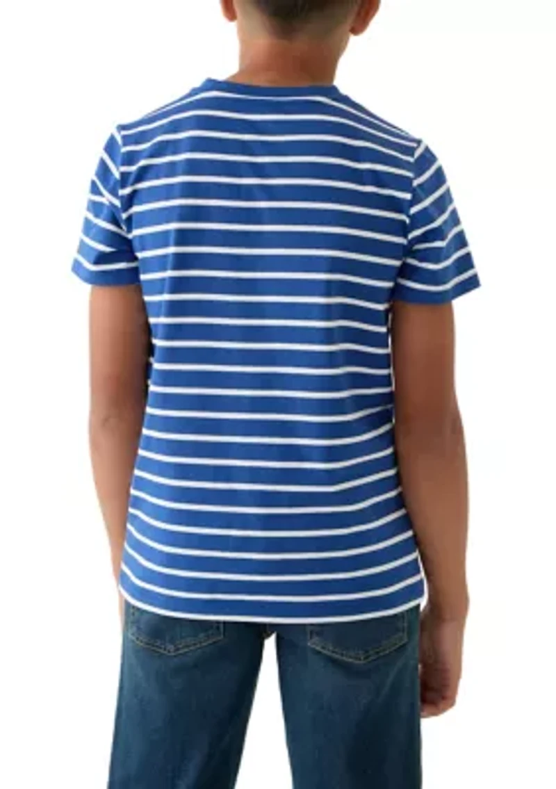 Boys 8-20 Short Sleeve Printed Henley Shirt