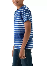 Boys 8-20 Short Sleeve Printed Henley Shirt