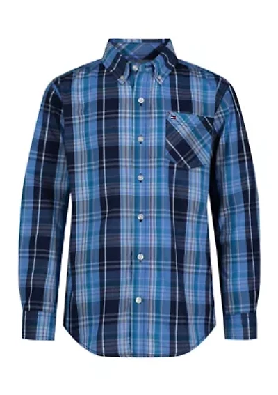 Boys 8-20 Blues Plaid Shirt
