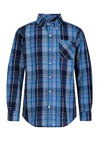 Boys 8-20 Blues Plaid Shirt