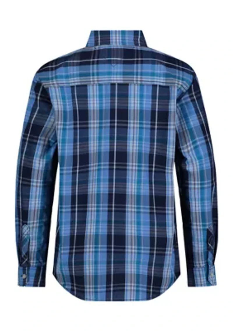 Boys 8-20 Blues Plaid Shirt