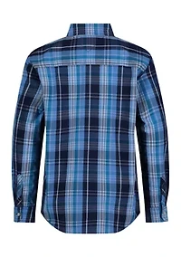Boys 8-20 Blues Plaid Shirt