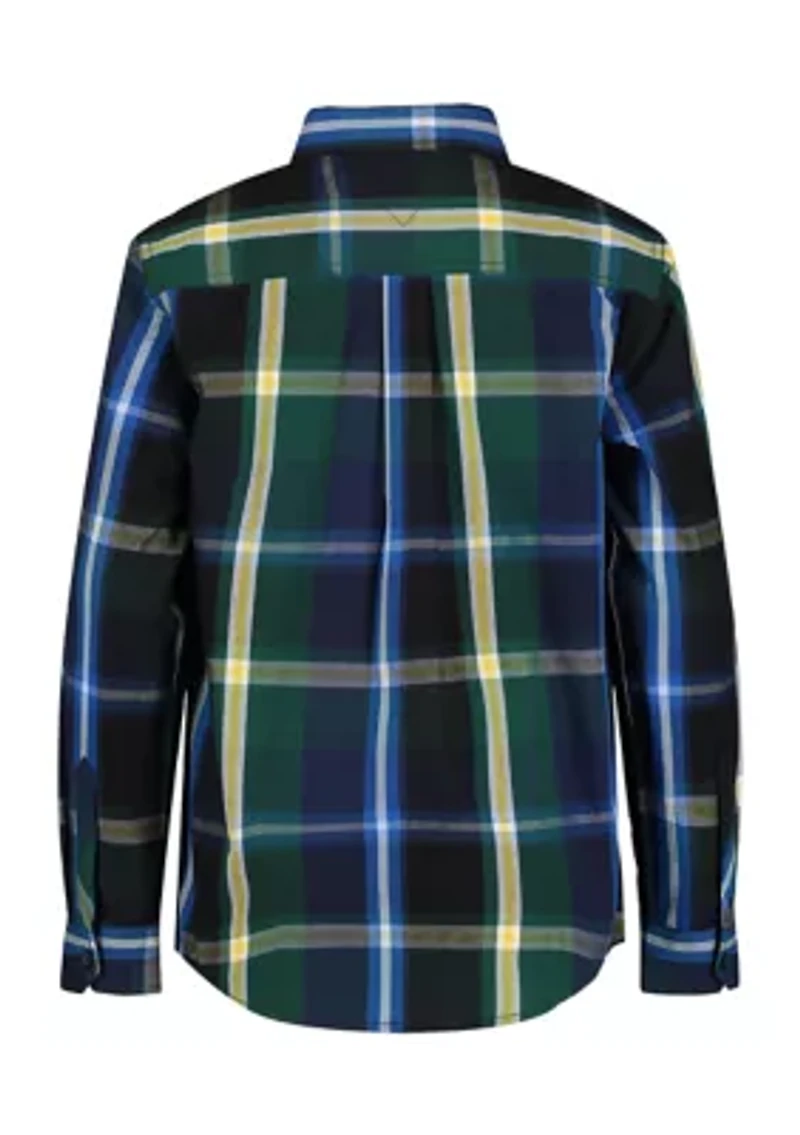 Boys 8-20 Poplin Printed Button Down Shirt