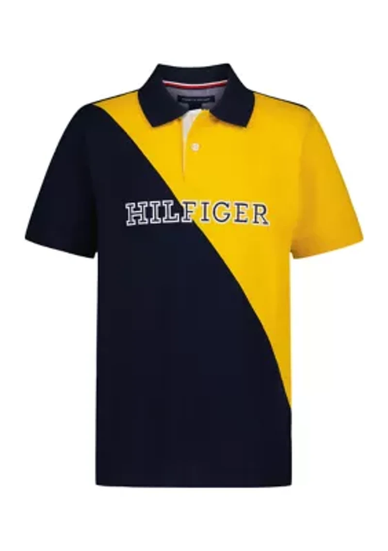 Boys 8-20 Diagonal Color Block Polo Shirt