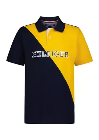 Boys 8-20 Diagonal Color Block Polo Shirt