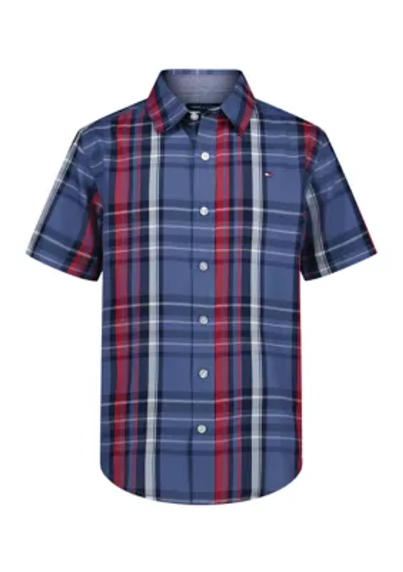 Boys 8-20 Short Sleeve Plaid Woven Shirt