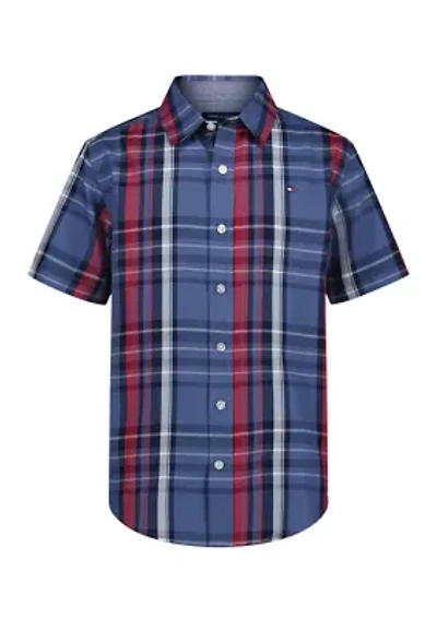 Boys 8-20 Short Sleeve Plaid Woven Shirt