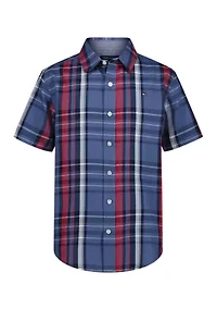 Boys 8-20 Short Sleeve Plaid Woven Shirt