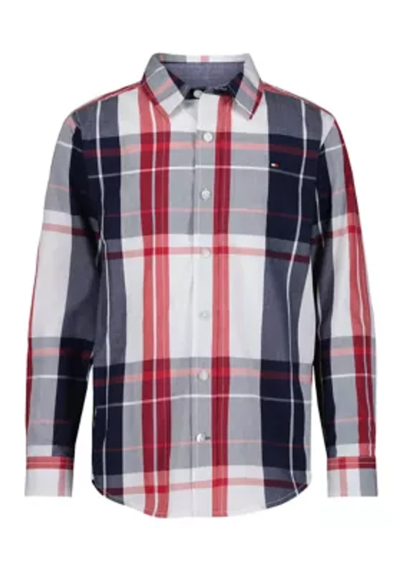 Boys 8-20 Oversized Plaid Button Down Shirt