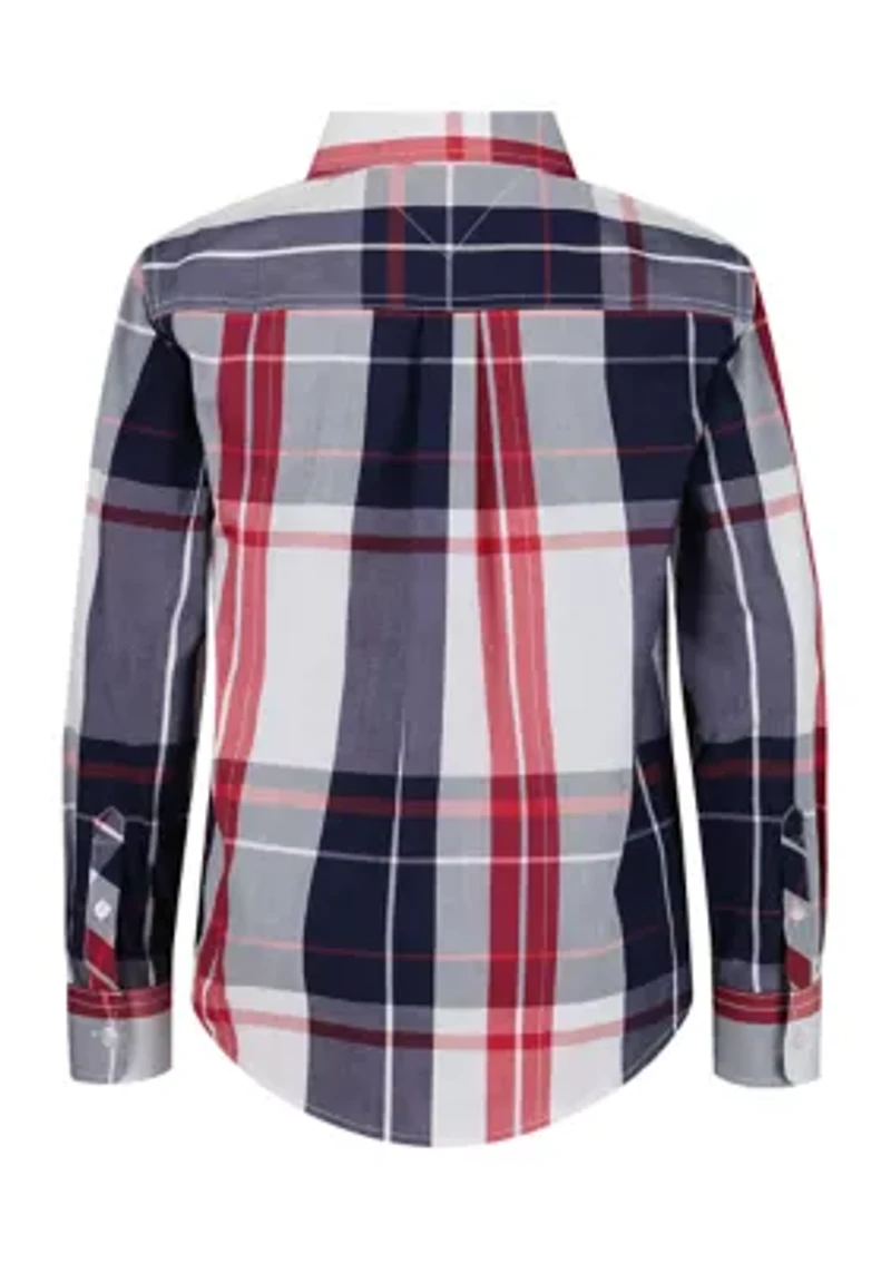 Boys 8-20 Oversized Plaid Button Down Shirt
