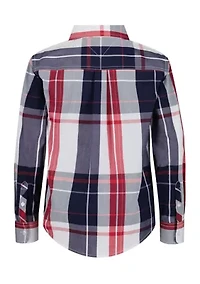 Boys 8-20 Oversized Plaid Button Down Shirt