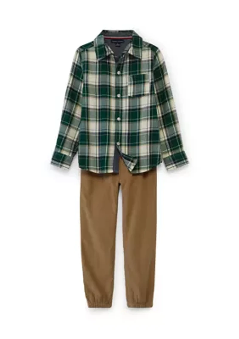Boys 4-7 2-Piece Long Sleeve Plaid Woven with Pantset