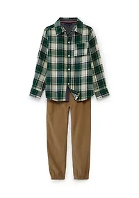 Boys 4-7 2-Piece Long Sleeve Plaid Woven with Pantset