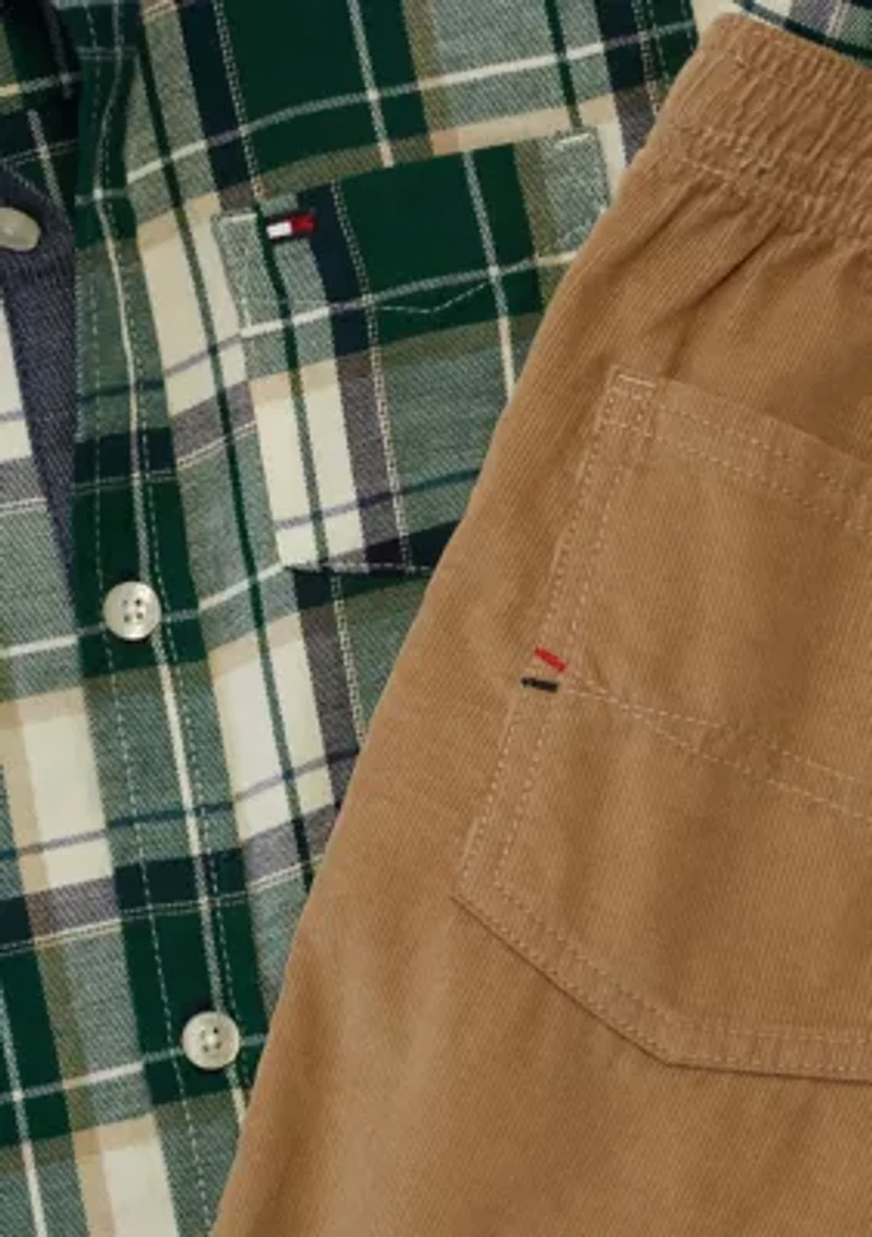 Boys 4-7 2-Piece Long Sleeve Plaid Woven with Pantset