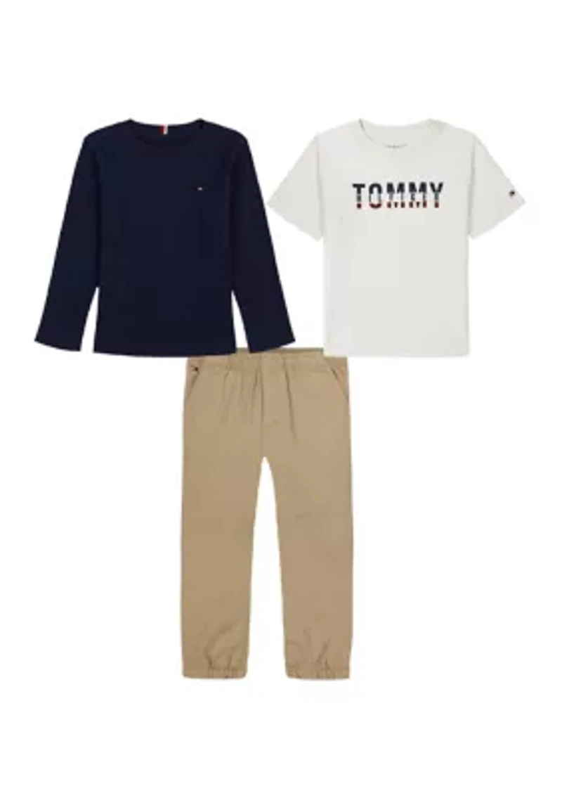 Boys 4-7 Short Sleeve and Long Tee with Jogger Set