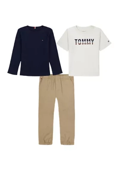 Boys 4-7 Short Sleeve and Long Tee with Jogger Set