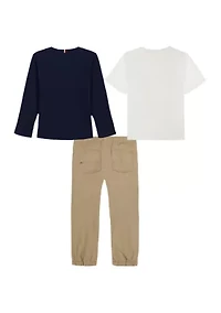 Boys 4-7 Short Sleeve and Long Tee with Jogger Set